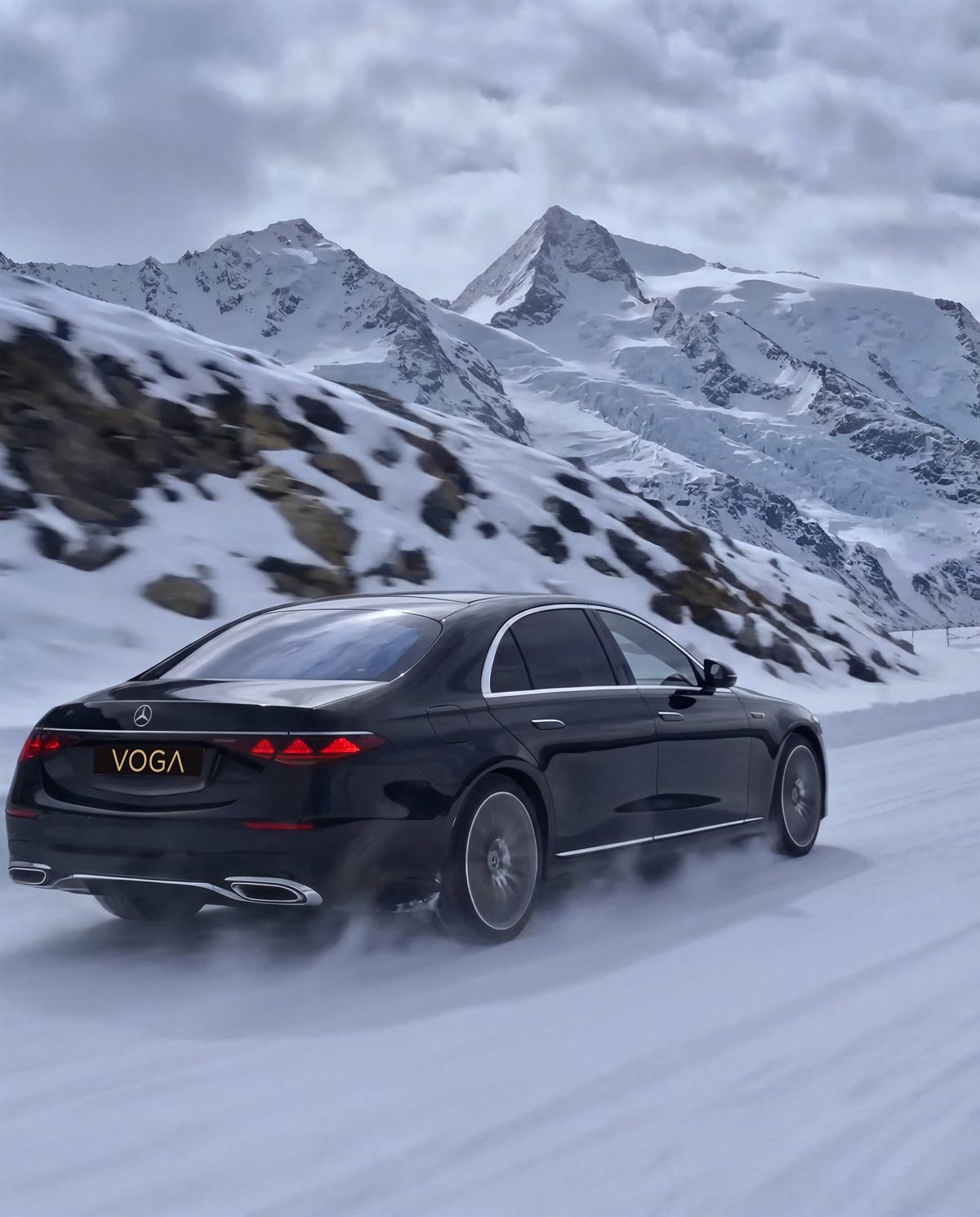 An S Class journey on a winter road